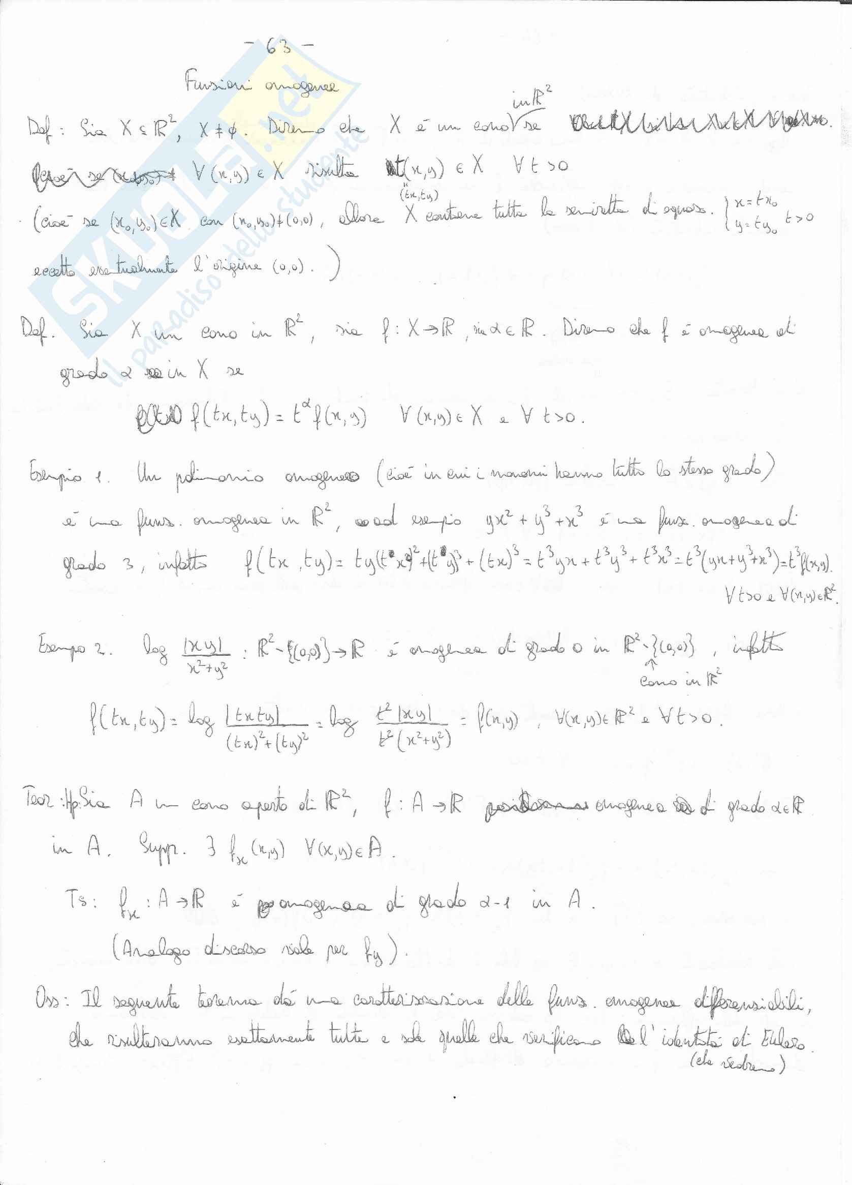 Analisi matematica 2 - le fusioni omogenee Pag. 1