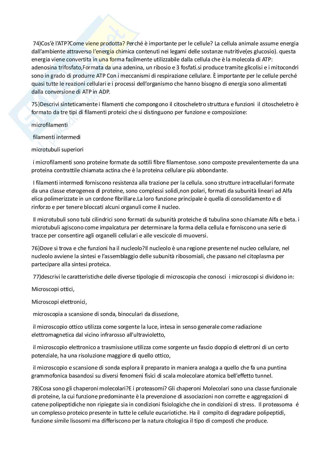 Paniere Biologia generale  - Risposte aperte - aggiornato (2026) Pag. 11