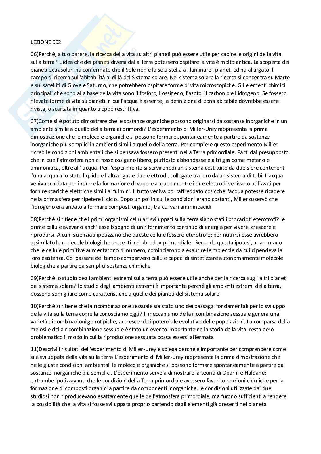 Paniere Biologia generale  - Risposte aperte - aggiornato (2026) Pag. 2