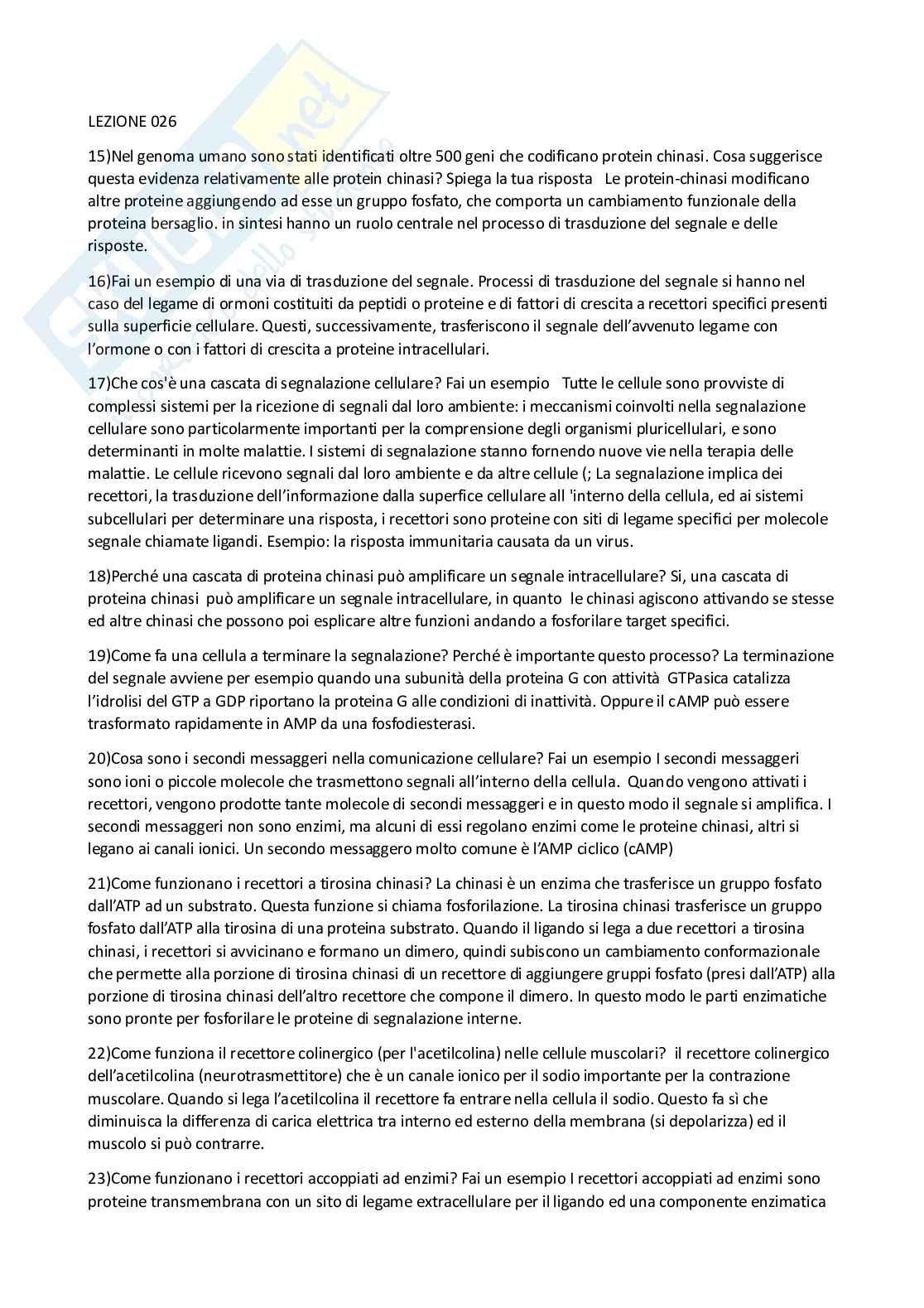 Paniere Biologia generale  - Risposte aperte - aggiornato (2026) Pag. 26