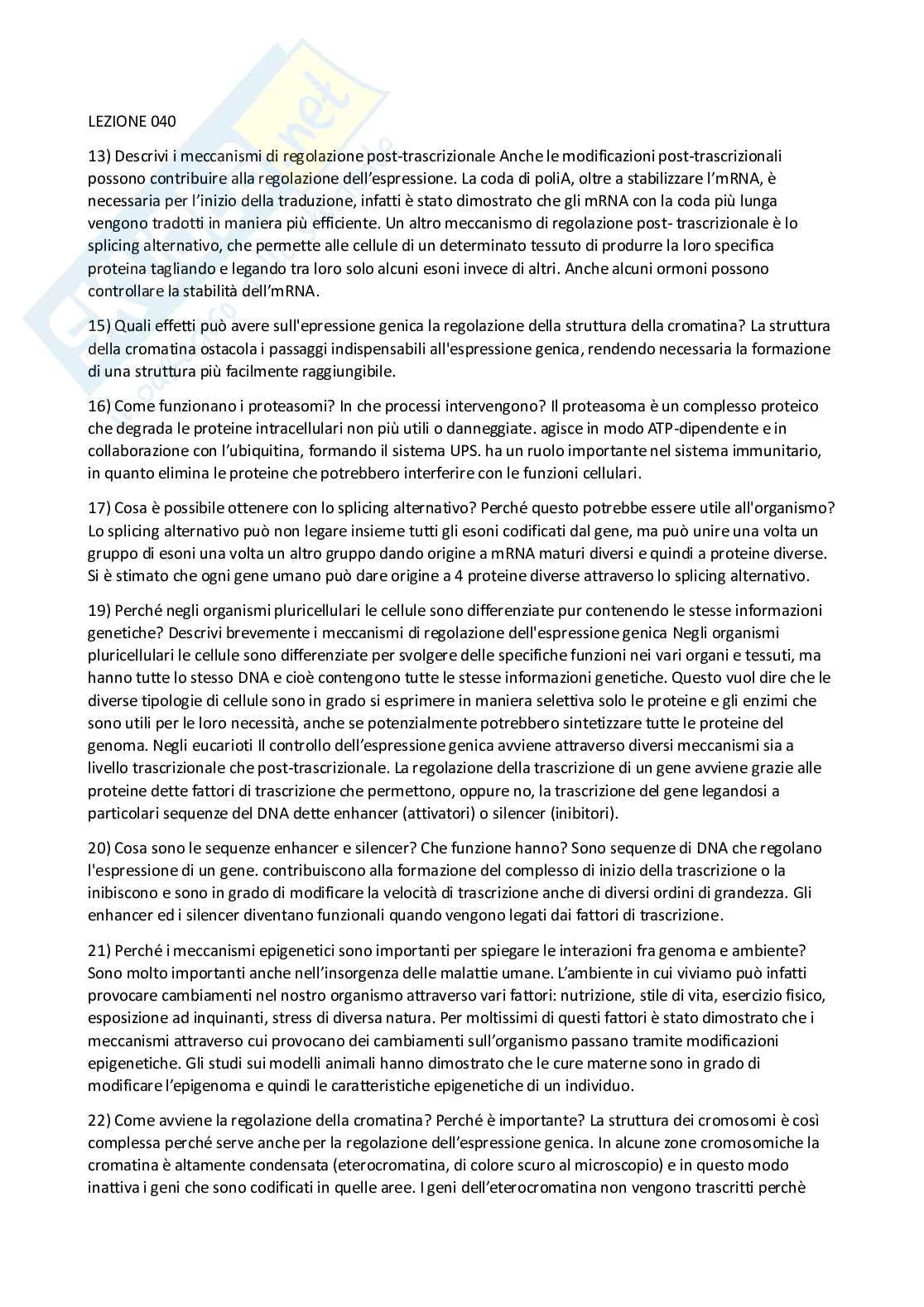 Paniere Biologia generale  - Risposte aperte - aggiornato (2026) Pag. 36