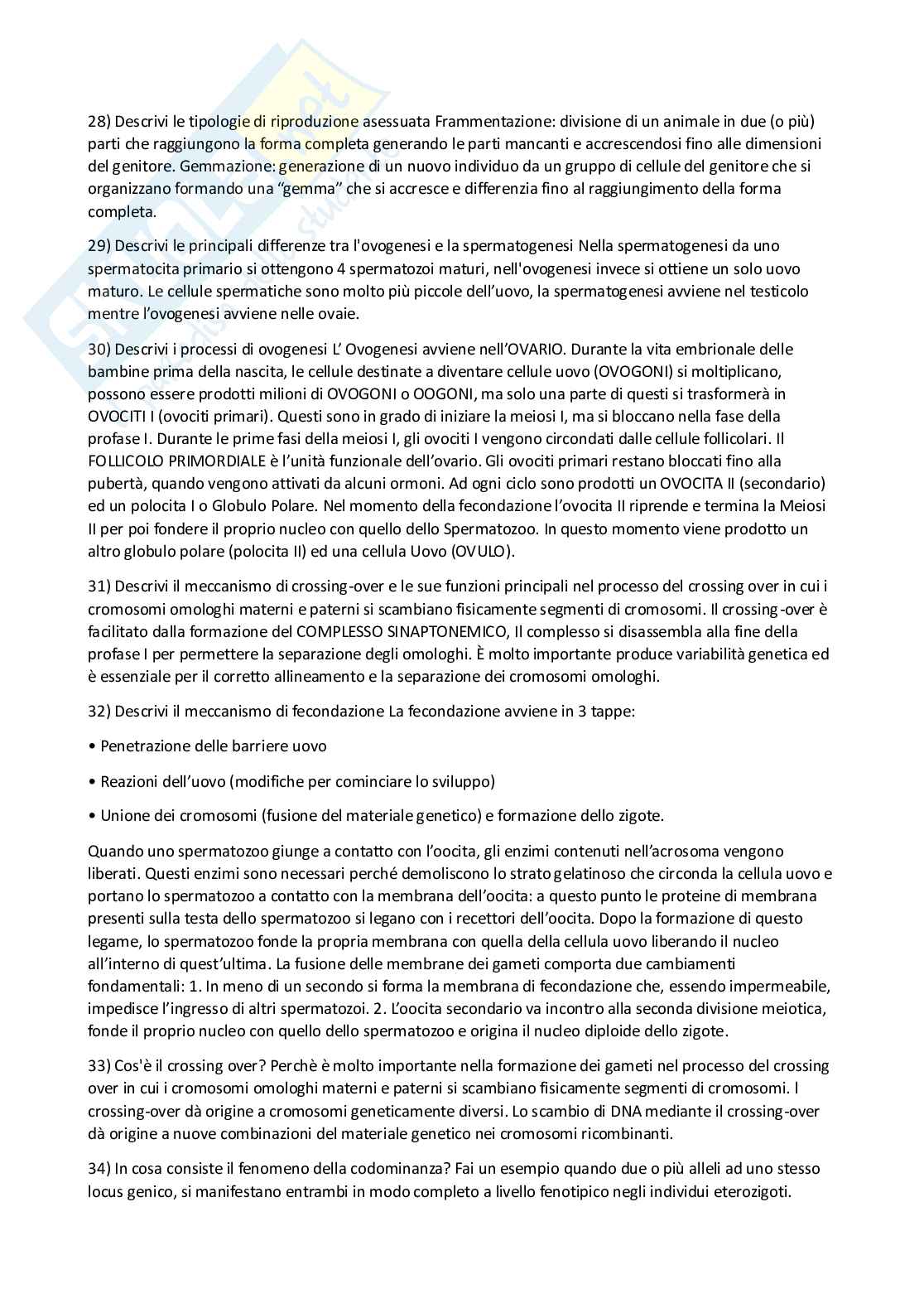 Paniere Biologia generale  - Risposte aperte - aggiornato (2026) Pag. 41