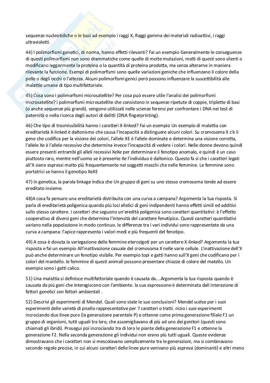 Paniere Biologia generale  - Risposte aperte - aggiornato (2026) Pag. 46