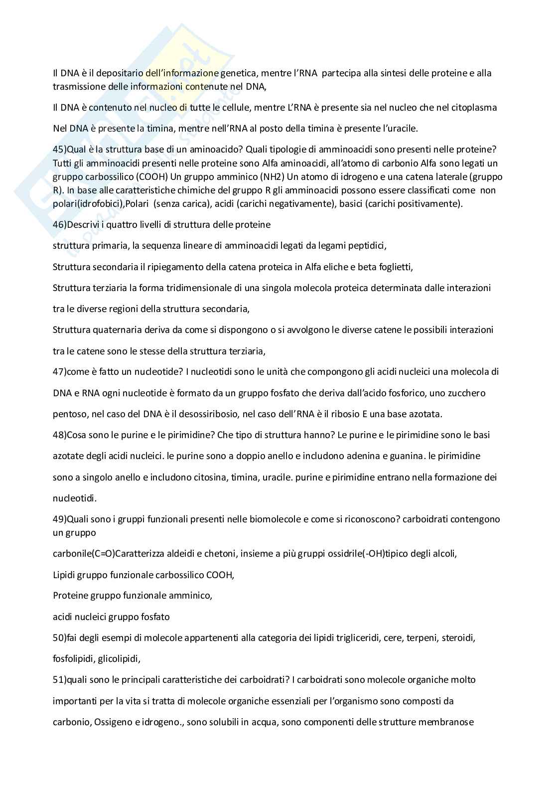 Paniere Biologia generale  - Risposte aperte - aggiornato (2026) Pag. 6
