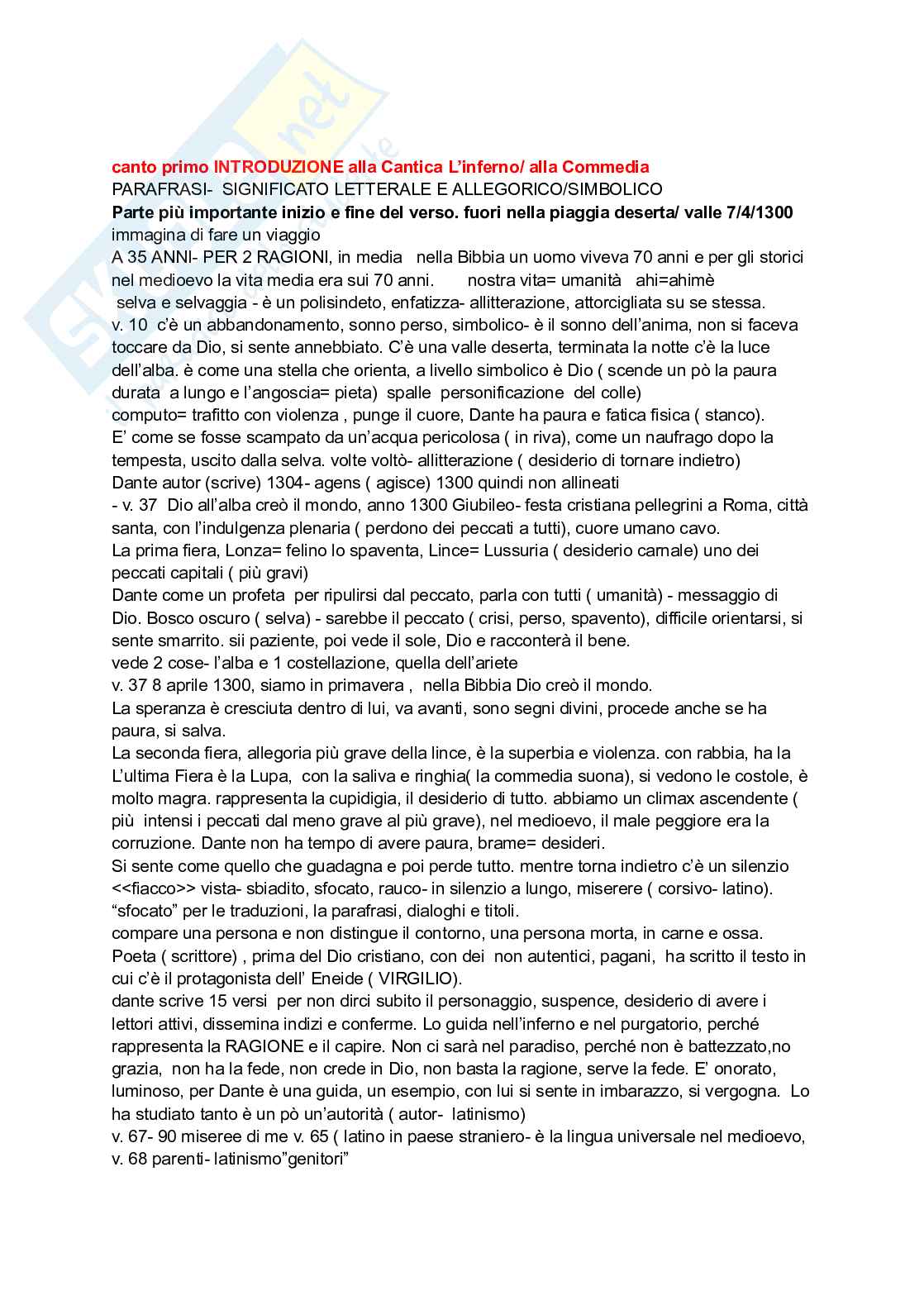 Canti Inferno Pag. 1