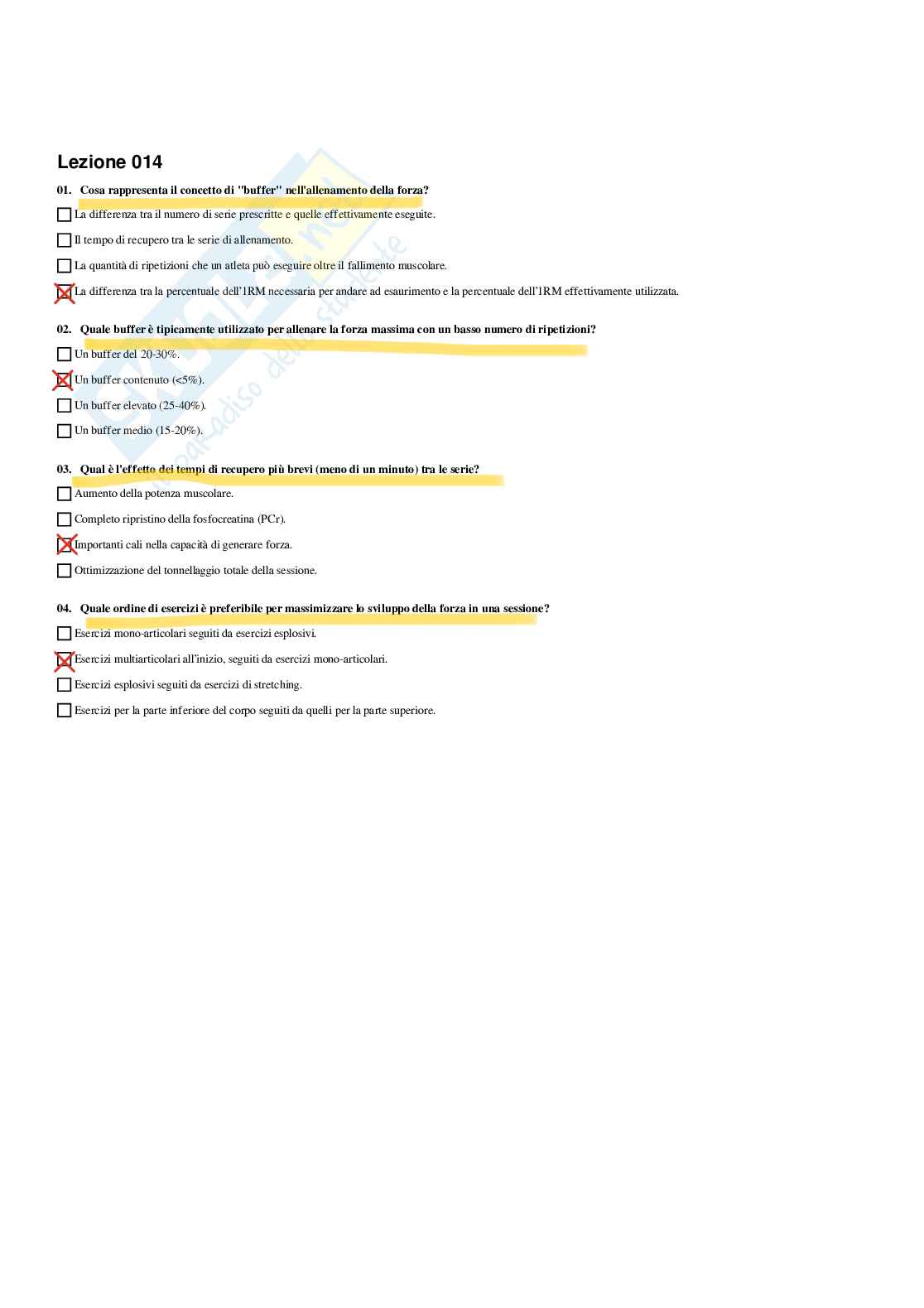 Paniere Teoria e metodologia dell'allenamento (2026) - Risposte multiple corrette Pag. 16