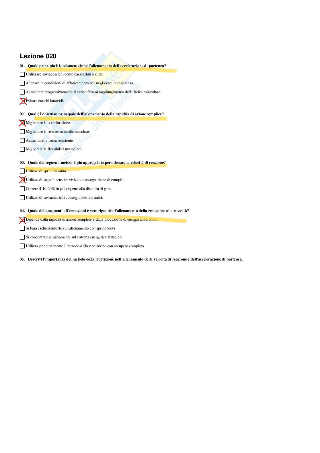 Paniere Teoria e metodologia dell'allenamento (2026) - Risposte multiple corrette Pag. 21