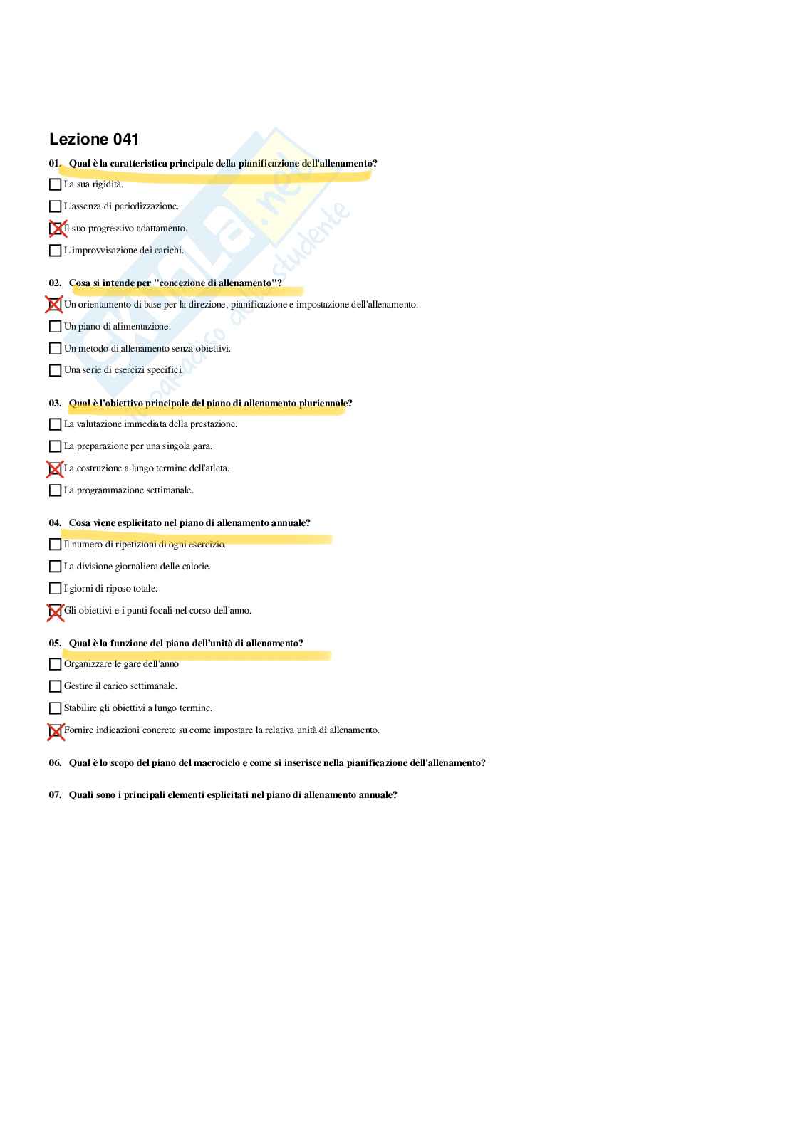Paniere Teoria e metodologia dell'allenamento (2026) - Risposte multiple corrette Pag. 36