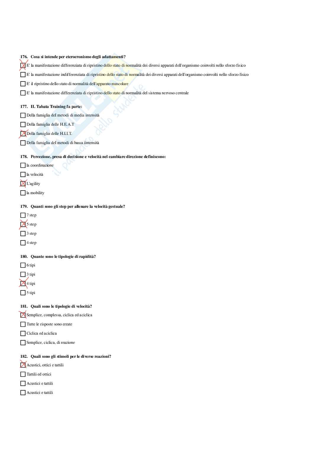 Paniere Teoria e metodologia dell'allenamento (2026) - Risposte multiple corrette Pag. 66