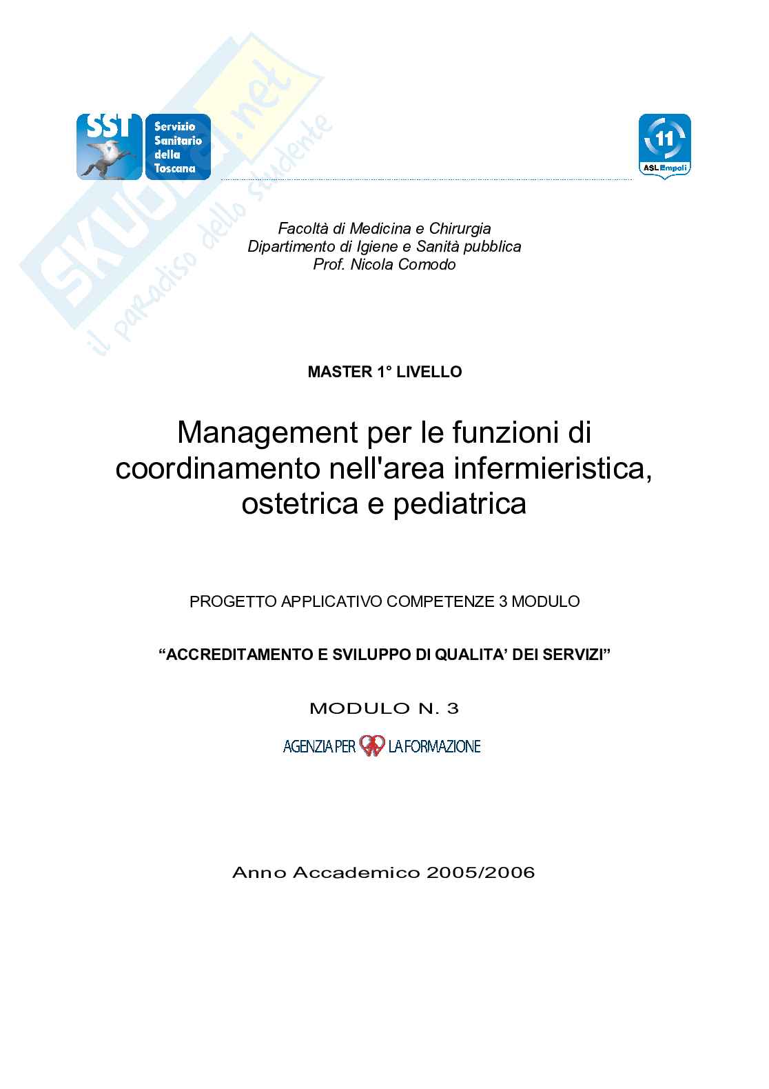 Tesina su accreditamento ed organizzazione Pag. 1