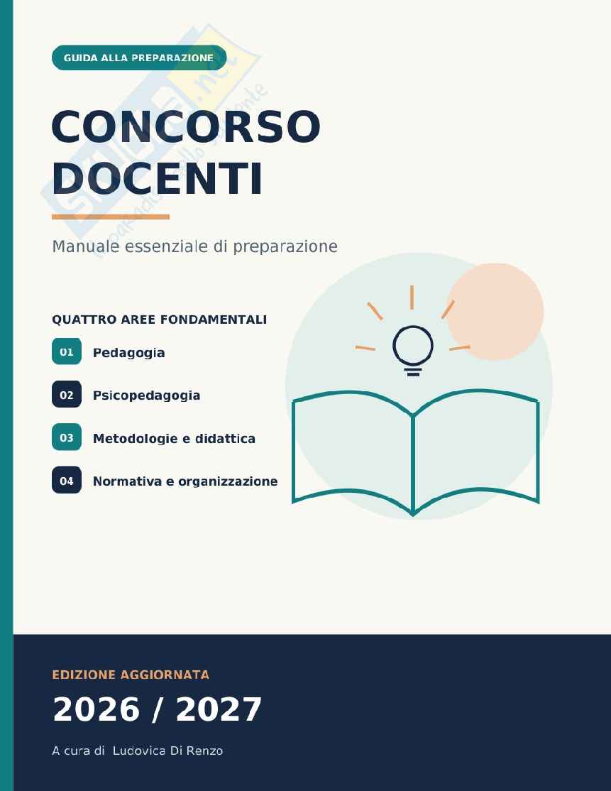Riassunto esame Concorso docenti, Prof. Casillo Mario, libro consigliato Preparazione efficace alla preselettiva del concorso docenti 2026/2027: riassunti e schemi completi, Di Renzo Pag. 1