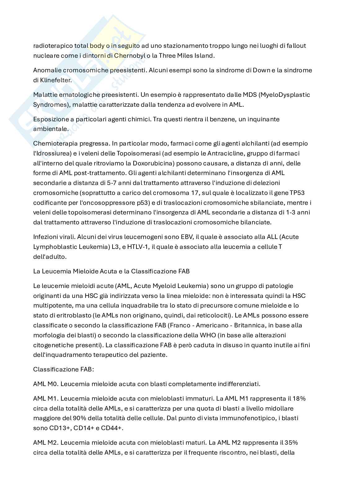 Classificazione e clinica delle leucemie acute e croniche Pag. 2