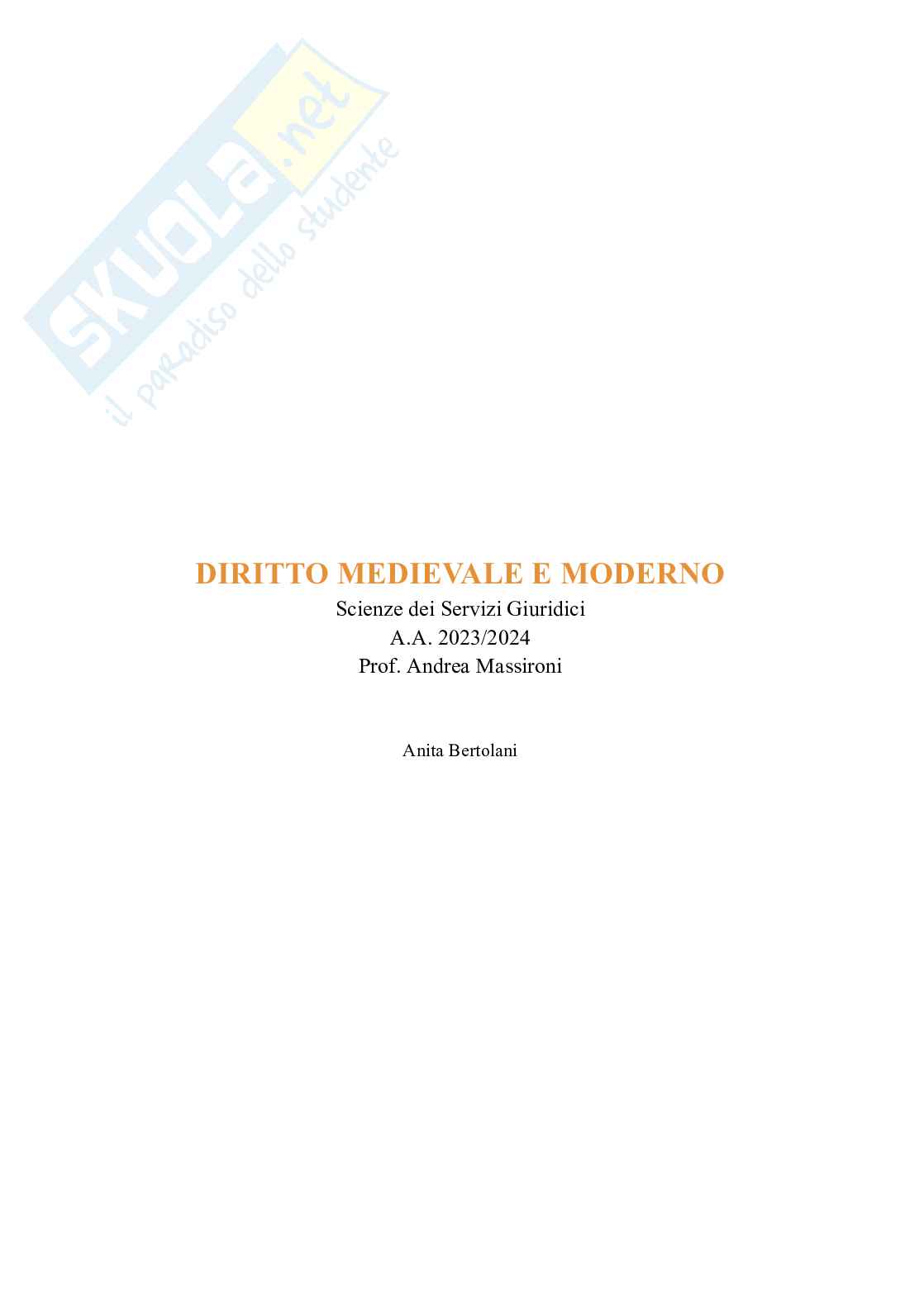 Appunti Storia del diritto medievale e moderno Pag. 1