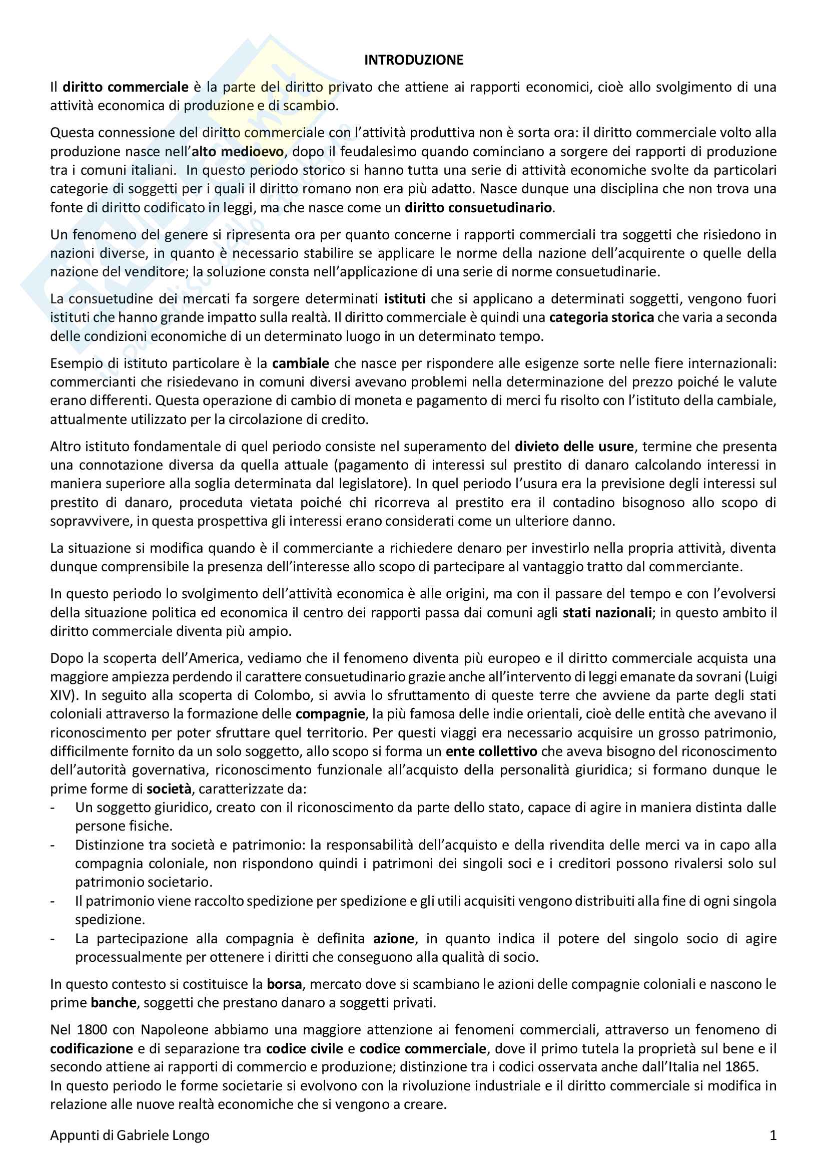 Diritto dell'impresa Pag. 1