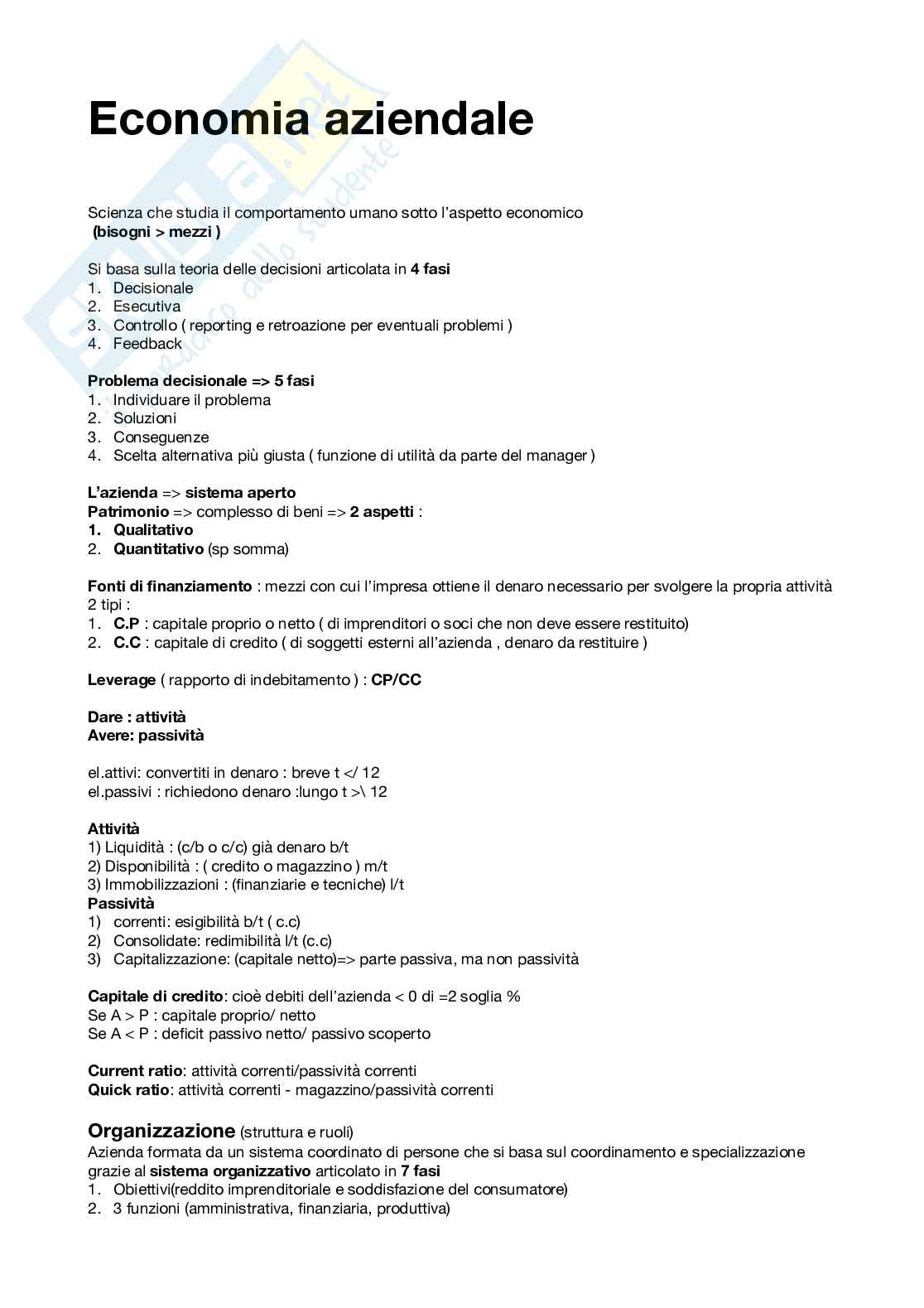 Economia aziendale  Pag. 1