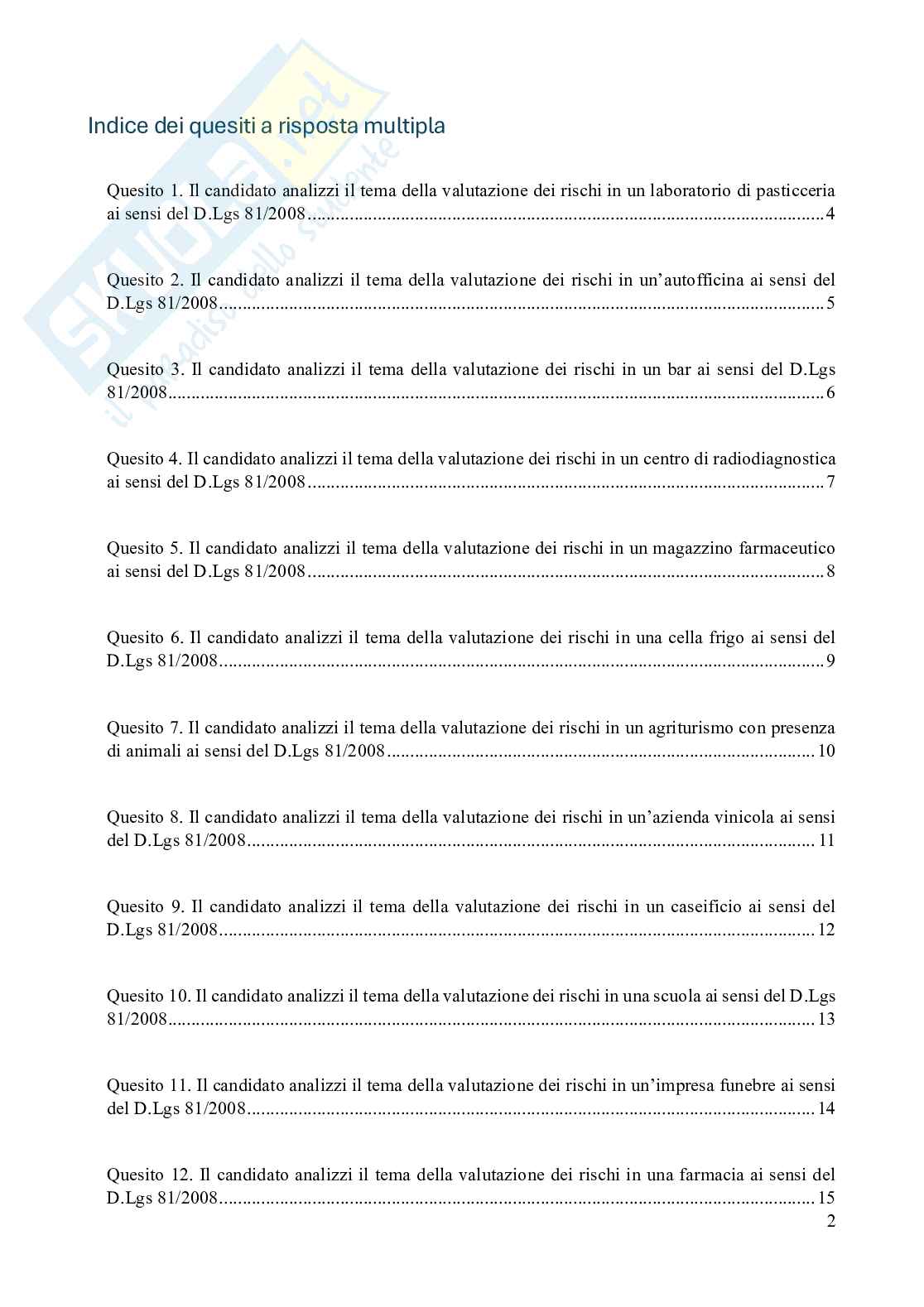 Svolgimento tracce prova scritta concorso ispettore tecnico inl inail asl spresal -20 quiz a risposta sintetica su valutazione dei rischi D_lgs_81_2008 Pag. 2