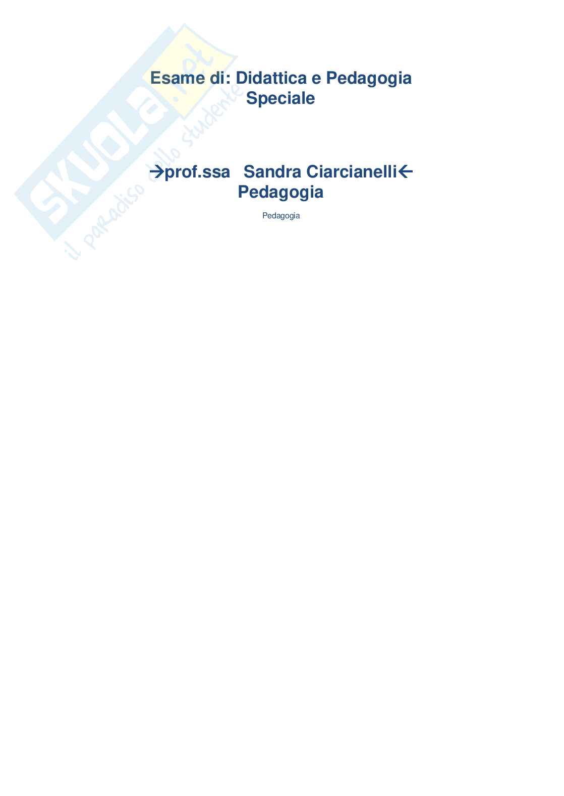 Didattica e pedagogia speciale Pag. 1