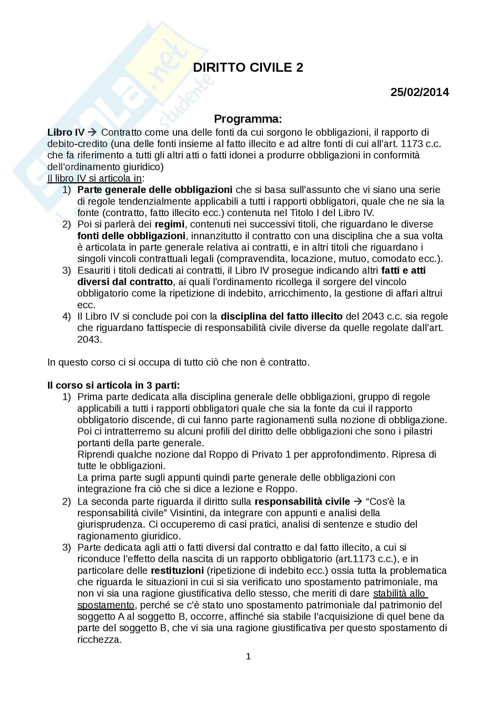 Diritto civile II - Appunti Pag. 1