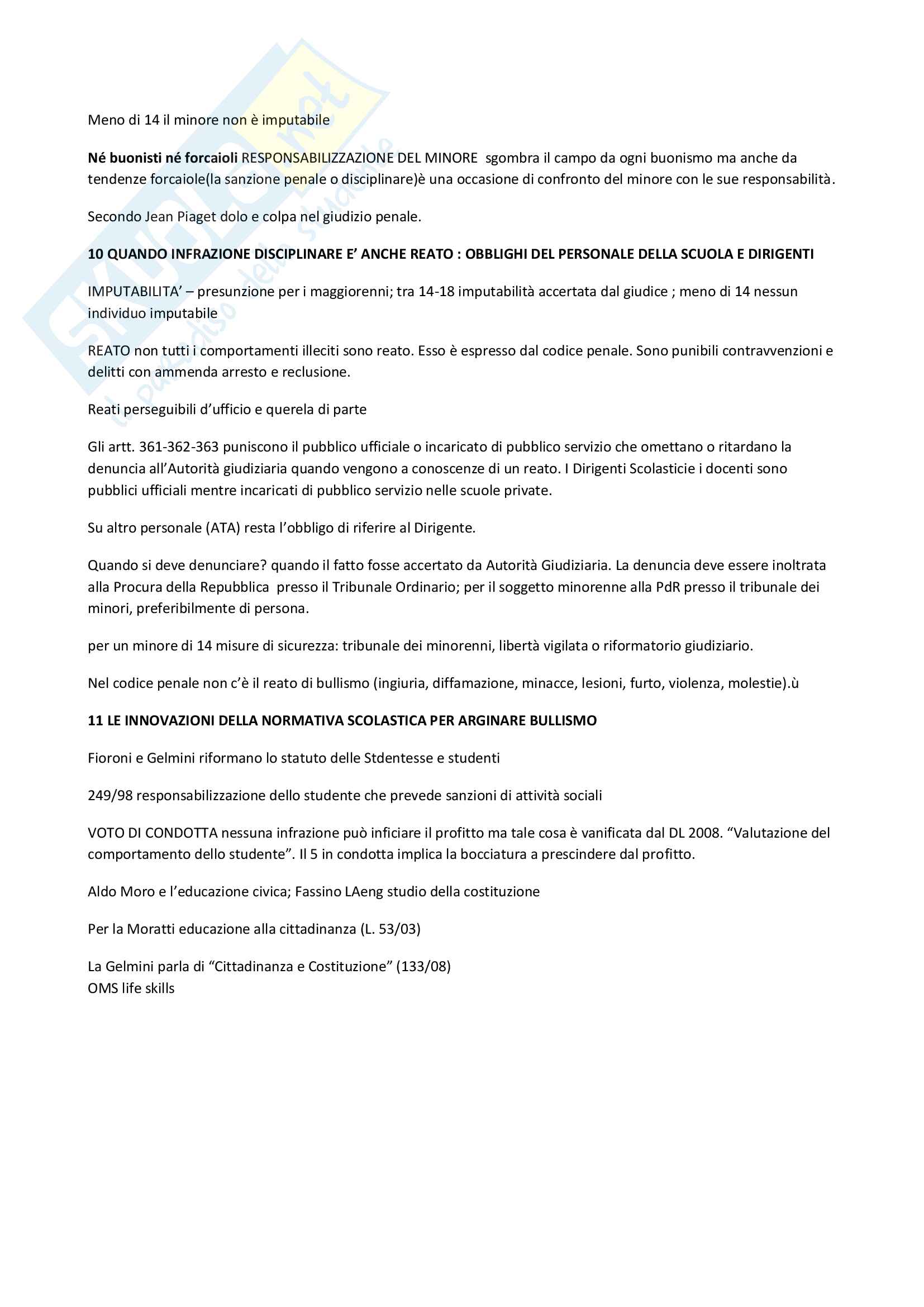 Riassunto esame Psicologia, prof. Giammario, libro consigliato Il bullismo, Guarino, Lancellotti, Serantoni Pag. 6