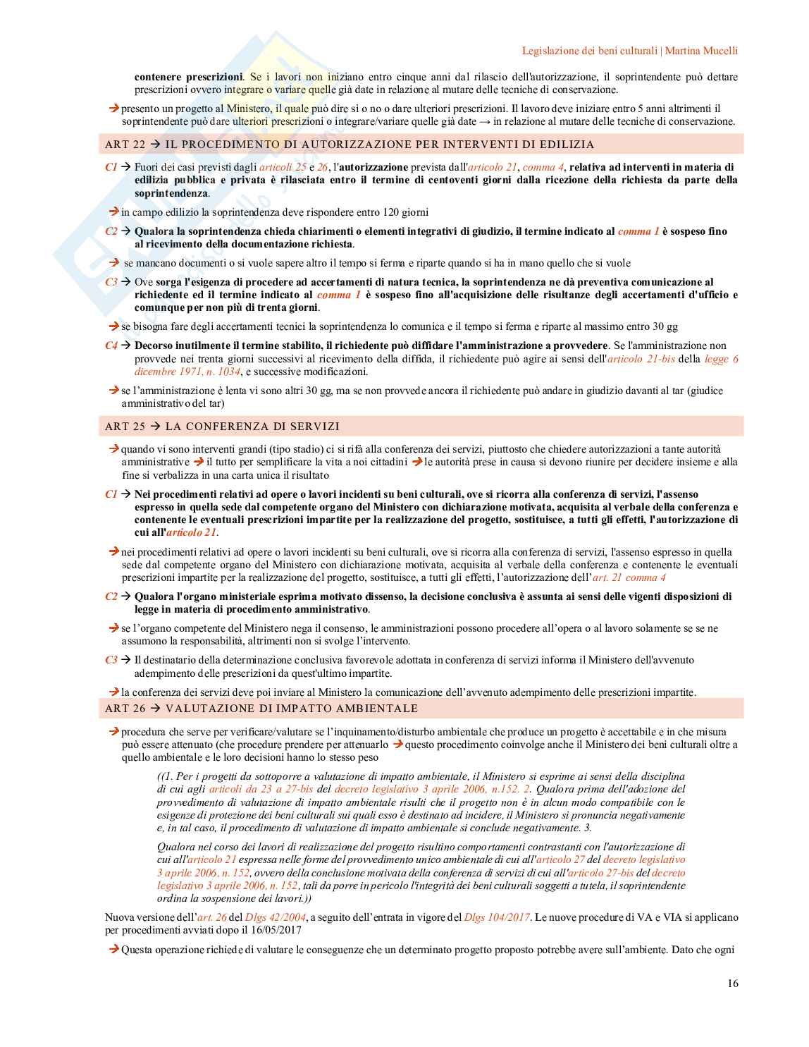 Legislazione dei beni culturali Pag. 16