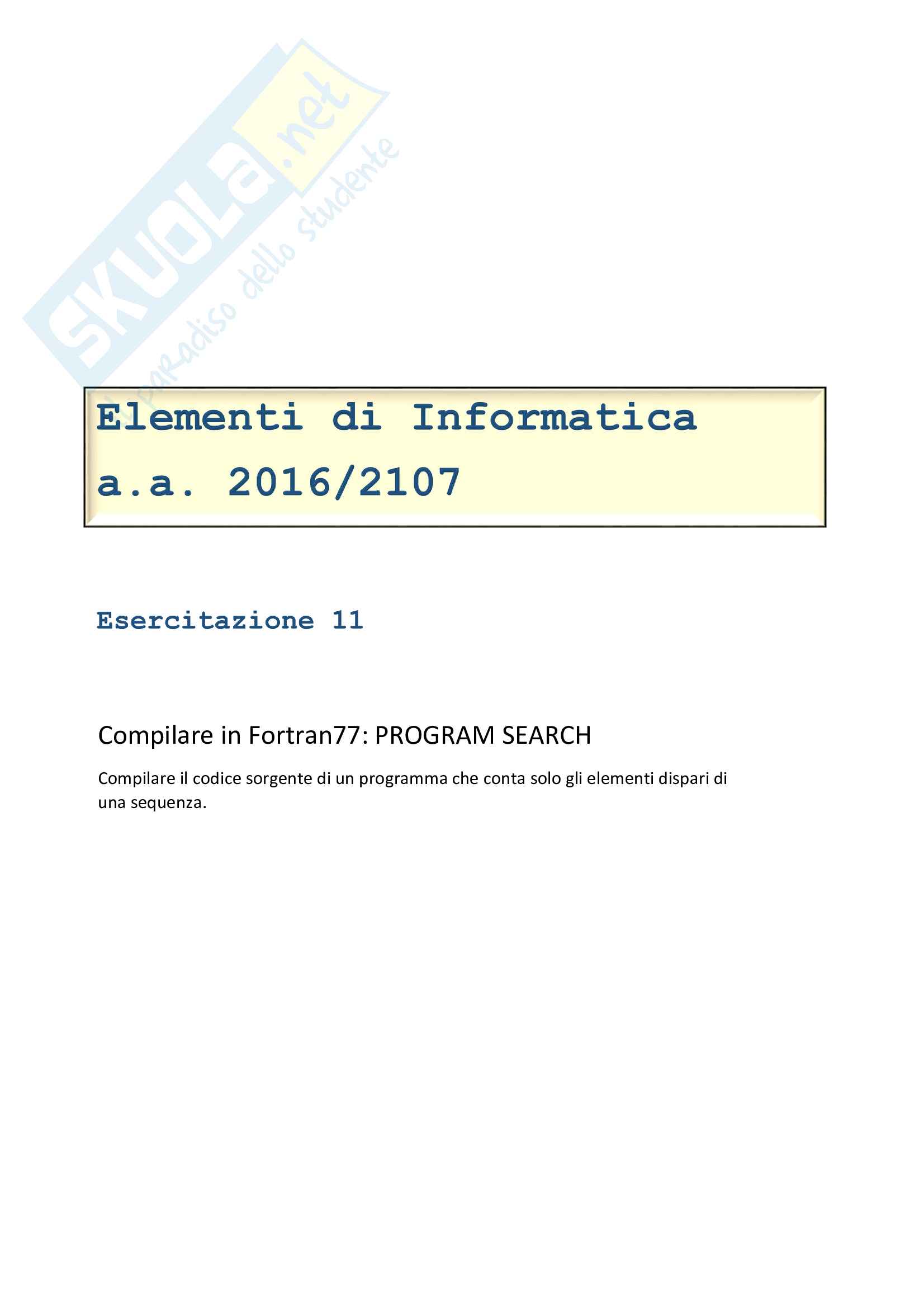 Esercitazione 11 , linguaggio Fortran77, conta elementi dispari Pag. 1