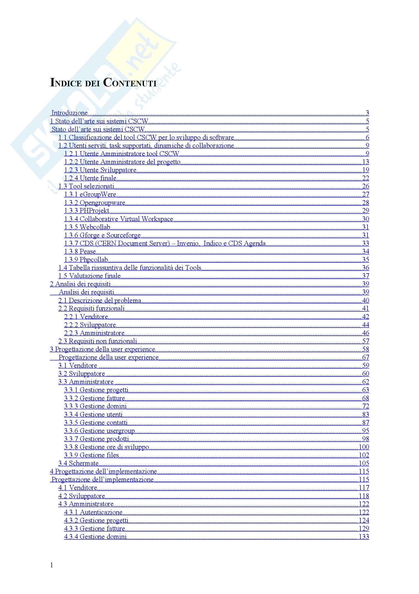 Studio e sviluppo di un sistema CSCW per una azienda di consulenza multimediale Pag. 1