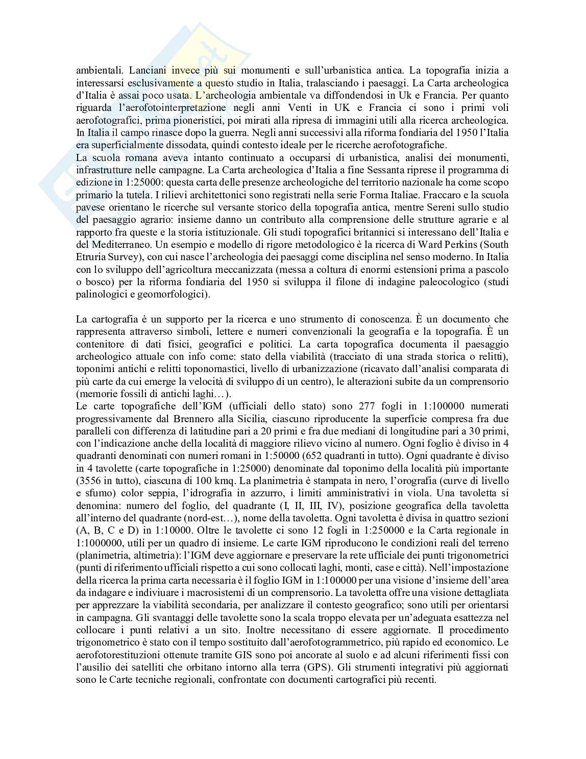 Riassunto esame Metodologia della ricerca archeologica, Prof. Augenti Andrea, libro consigliato Storie dalla terra; Introduzione all'archeologia dei Paesaggi; A come Archeologia, Carandini, Cambi, Terrenato, Augenti Pag. 2