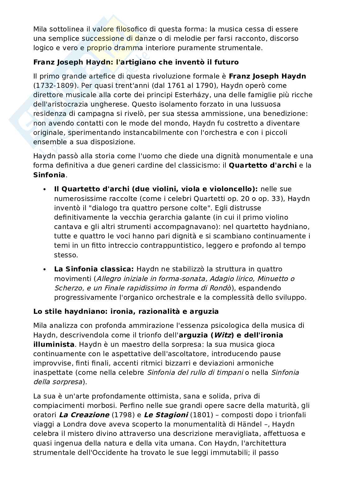 Riassunto esame Storia della musica, Prof. Pappalardo Matteo, libro consigliato Breve storia della musica, Mila Pag. 56
