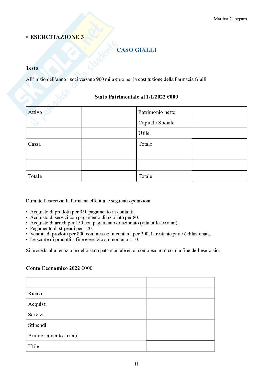 Economia aziendale – Parte 3 – 10 esercitazioni svolte (bilancio e operazioni) Pag. 11