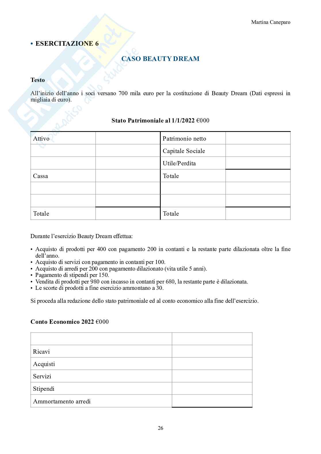 Economia aziendale – Parte 3 – 10 esercitazioni svolte (bilancio e operazioni) Pag. 26