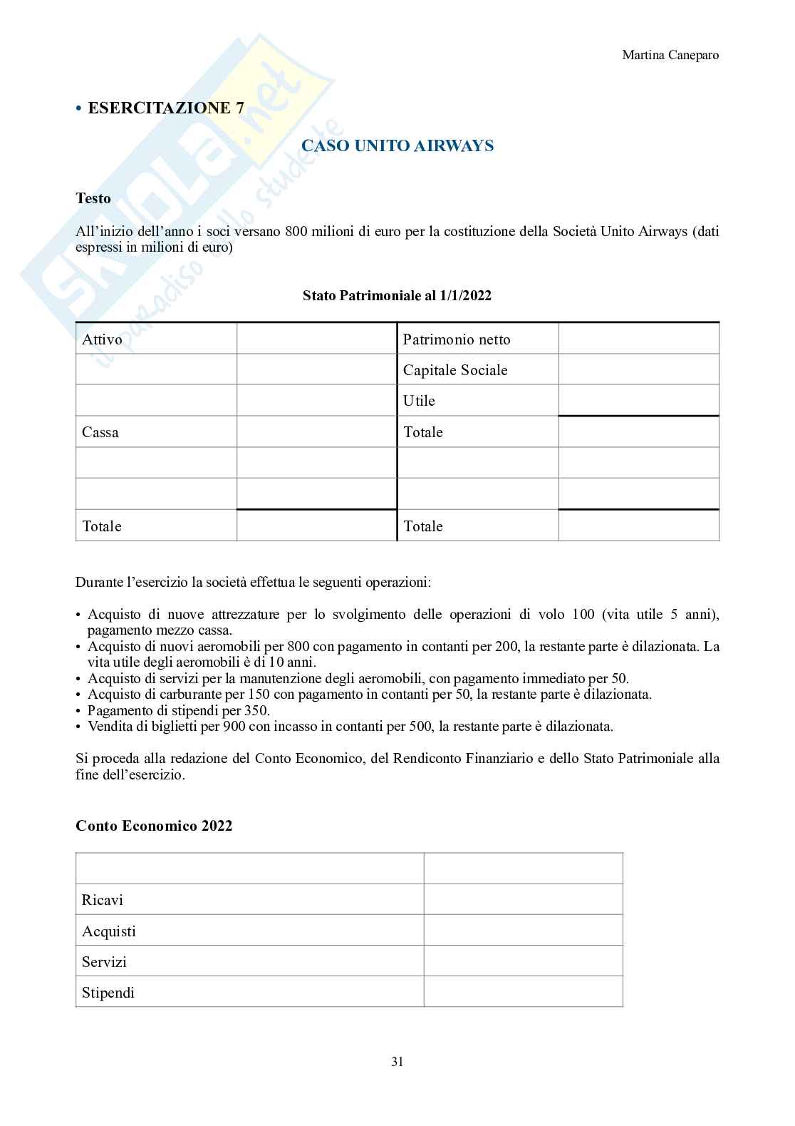 Economia aziendale – Parte 3 – 10 esercitazioni svolte (bilancio e operazioni) Pag. 31