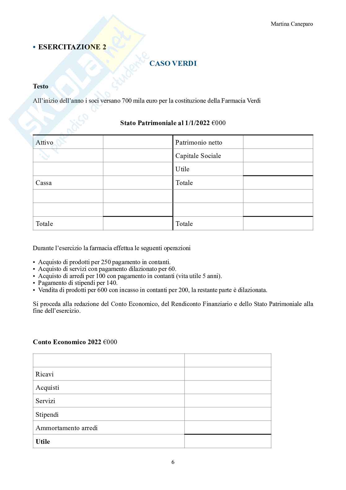 Economia aziendale – Parte 3 – 10 esercitazioni svolte (bilancio e operazioni) Pag. 6