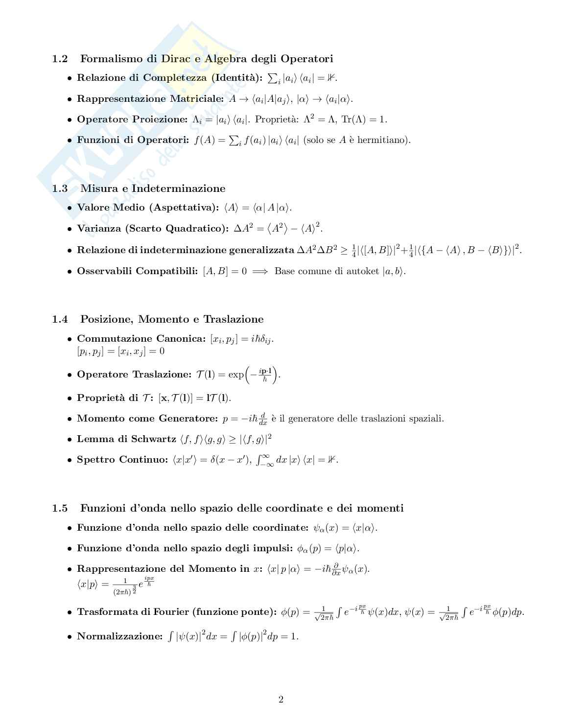 Formulario completo di Meccanica quantistica Pag. 2