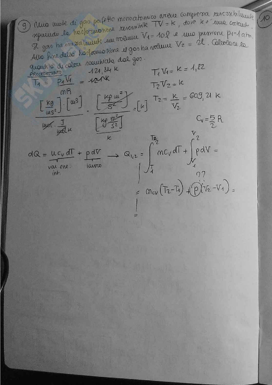 Esercizi risolti di termodinamica - Fisica I, prof.Grando Pag. 11