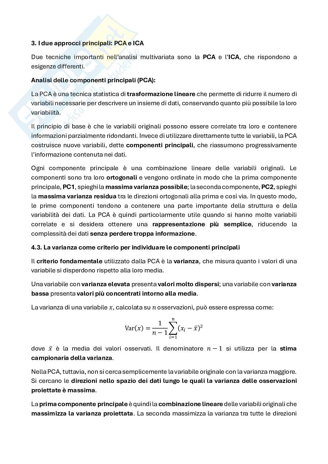 Analisi multivariata, PCA e ICA per segnali biomedici – Teoria e Meta-Codice MATLAB  Pag. 2