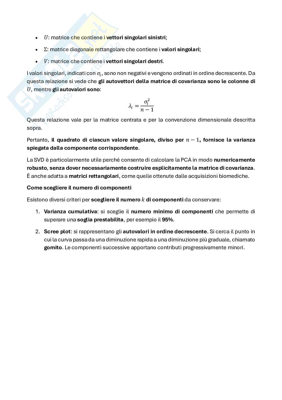Analisi multivariata, PCA e ICA per segnali biomedici – Teoria e Meta-Codice MATLAB  Pag. 6