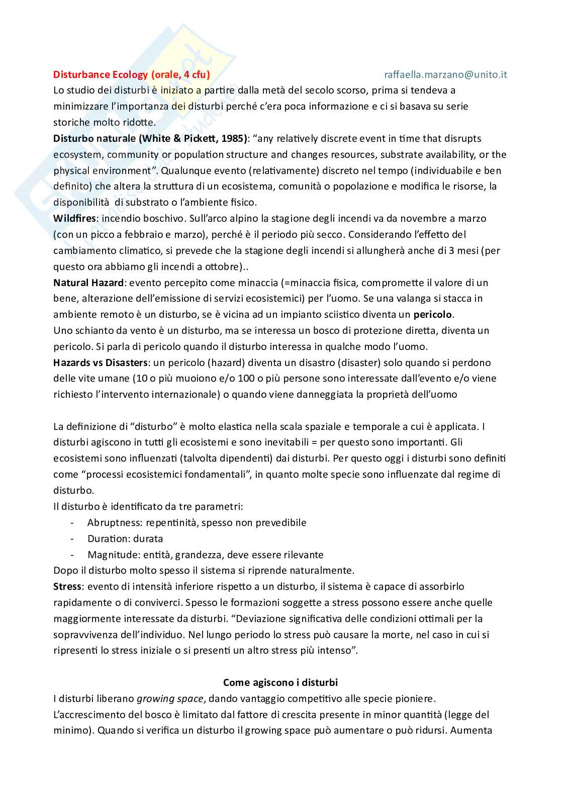 Ecologia dei disturbi abiotici in foresta Pag. 1