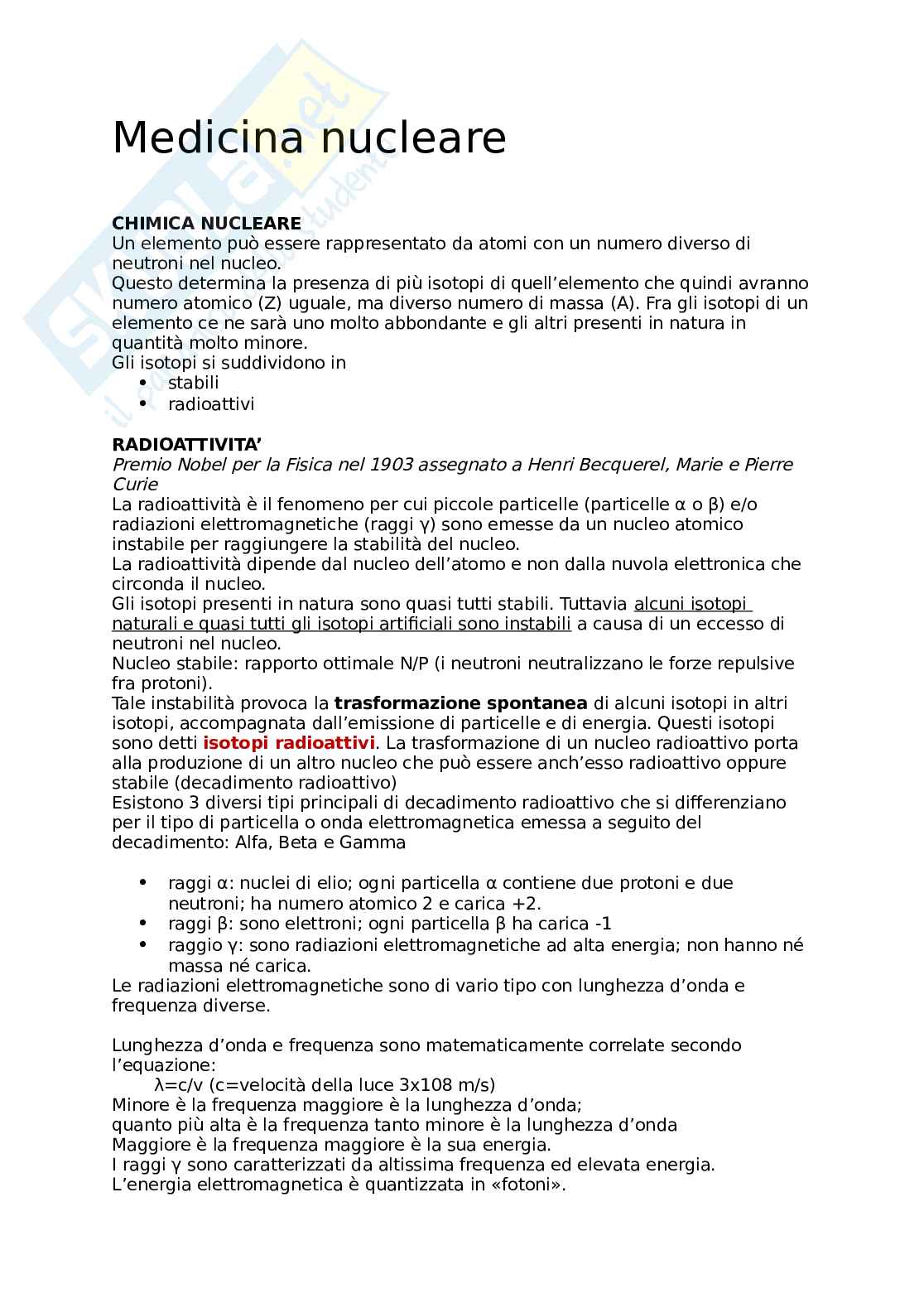 Medicina nucleare Pag. 1