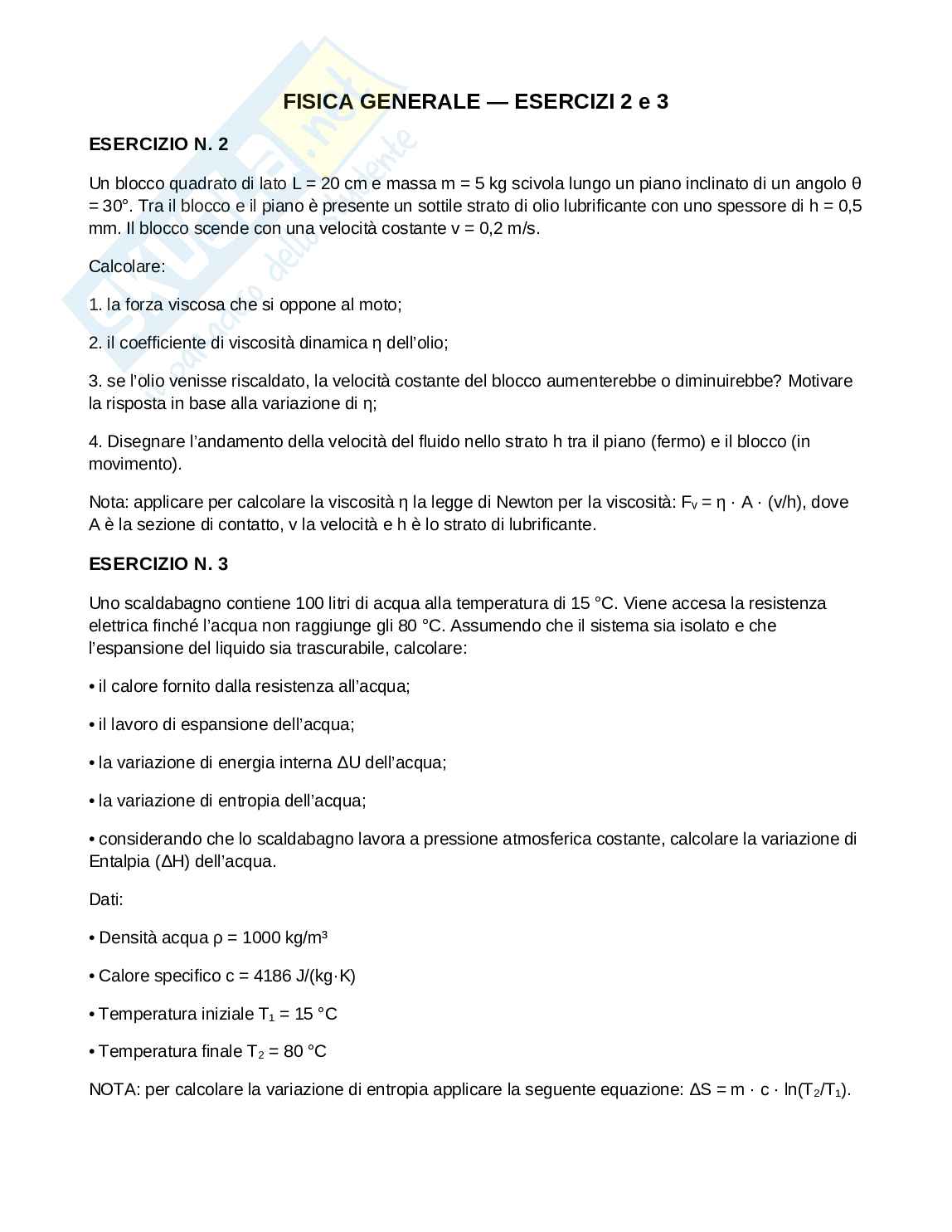 Raccolta di esercizi e tracce d’esame Fisica e Chimica Pag. 1
