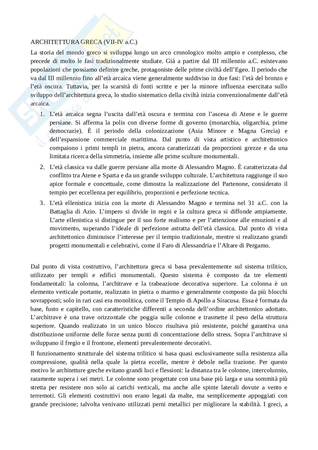 Riassunto esame Storia dell'architettura, Prof. Sutera Domenica, libro consigliato Lineamenti di storia dell'architettura, A.A.V.V. Pag. 1