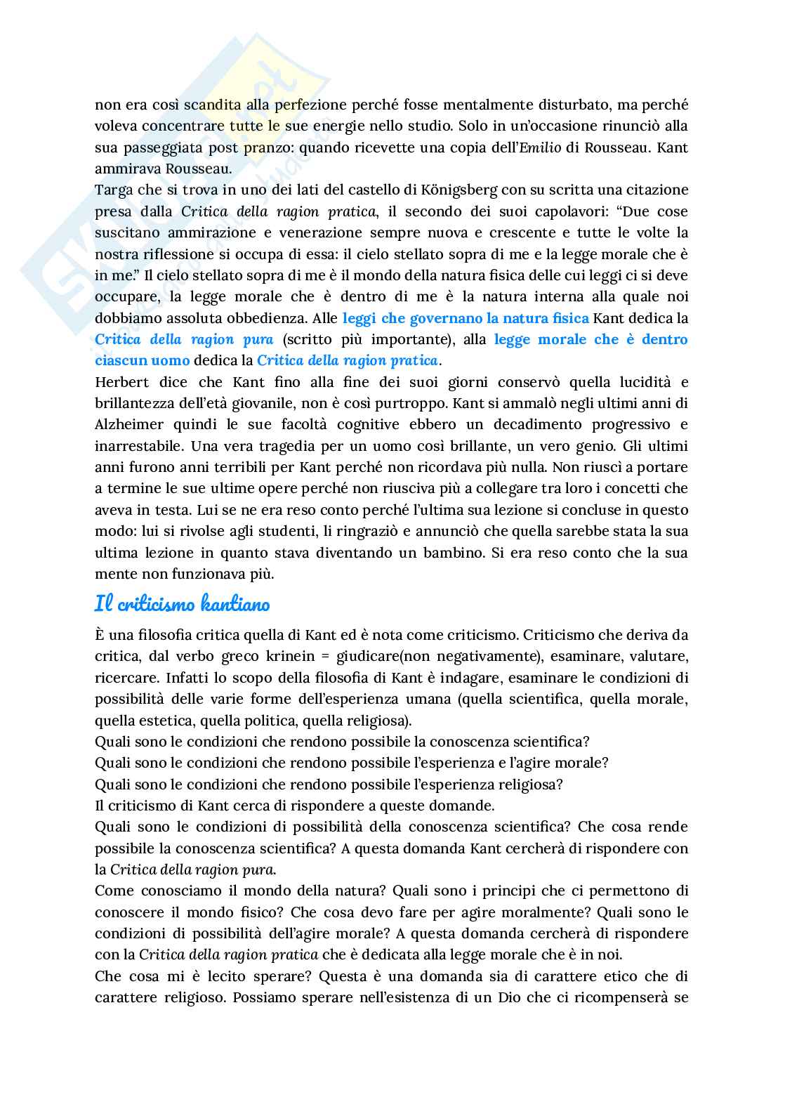 Kant, Immanuel - Semplici informazioni sul pensiero filosofico Pag. 2
