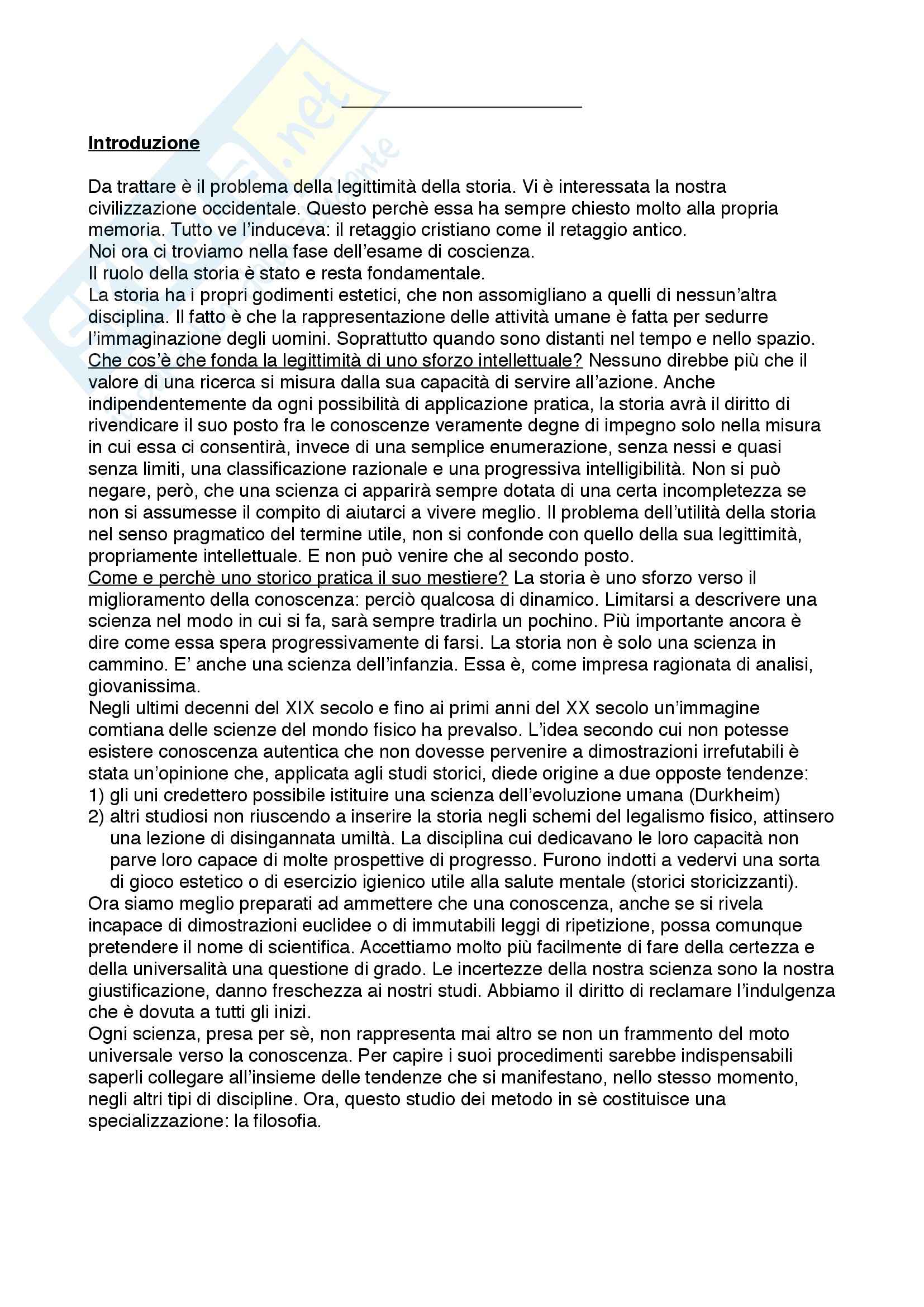 Riassunto esame Storia Medievale, prof. Grillo, libro consigliato Apologia della storia di Bloch Pag. 1