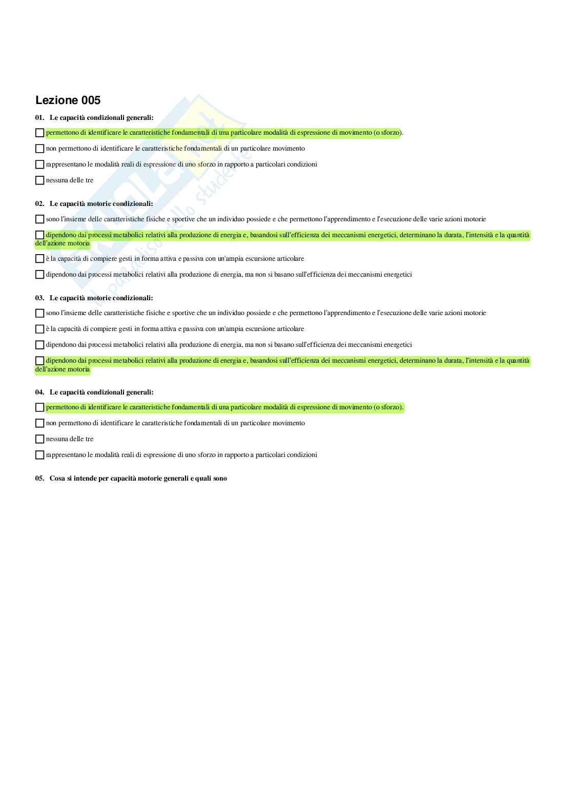 Paniere di Teoria e metodologia dell'allenamento (2026) - Risposte Multiple Corrette Pag. 11