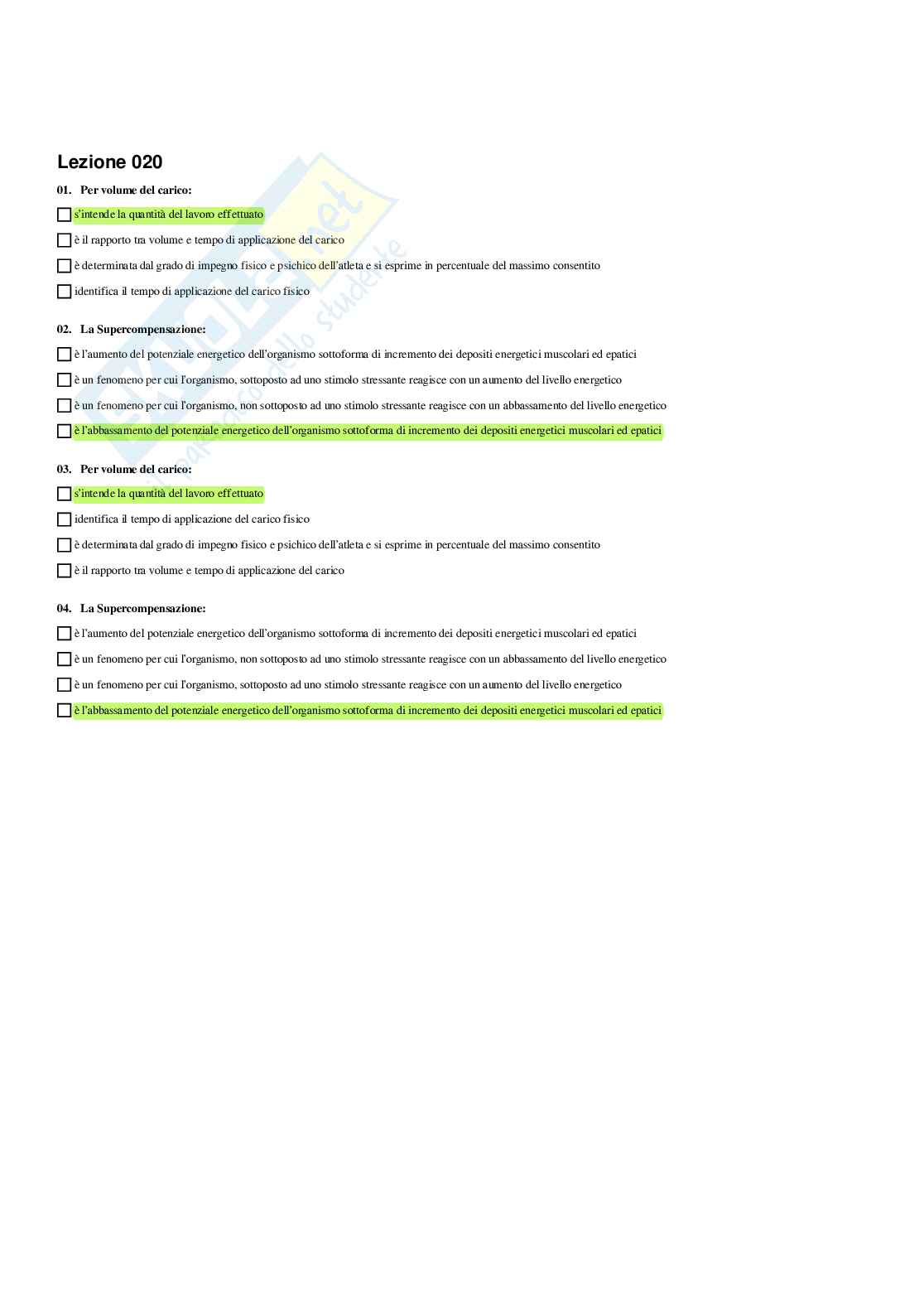 Paniere di Teoria e metodologia dell'allenamento (2026) - Risposte Multiple Corrette Pag. 26