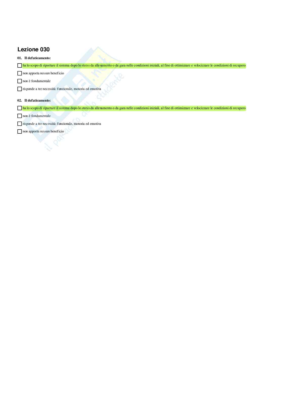 Paniere di Teoria e metodologia dell'allenamento (2026) - Risposte Multiple Corrette Pag. 36