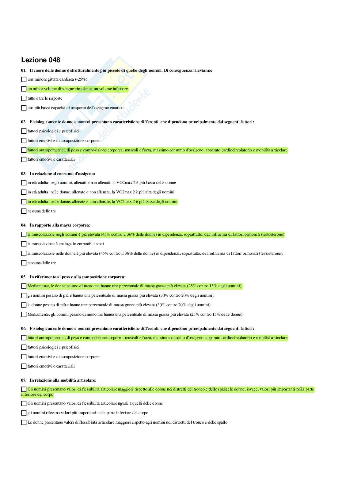 Paniere di Teoria e metodologia dell'allenamento (2026) - Risposte Multiple Corrette Pag. 51