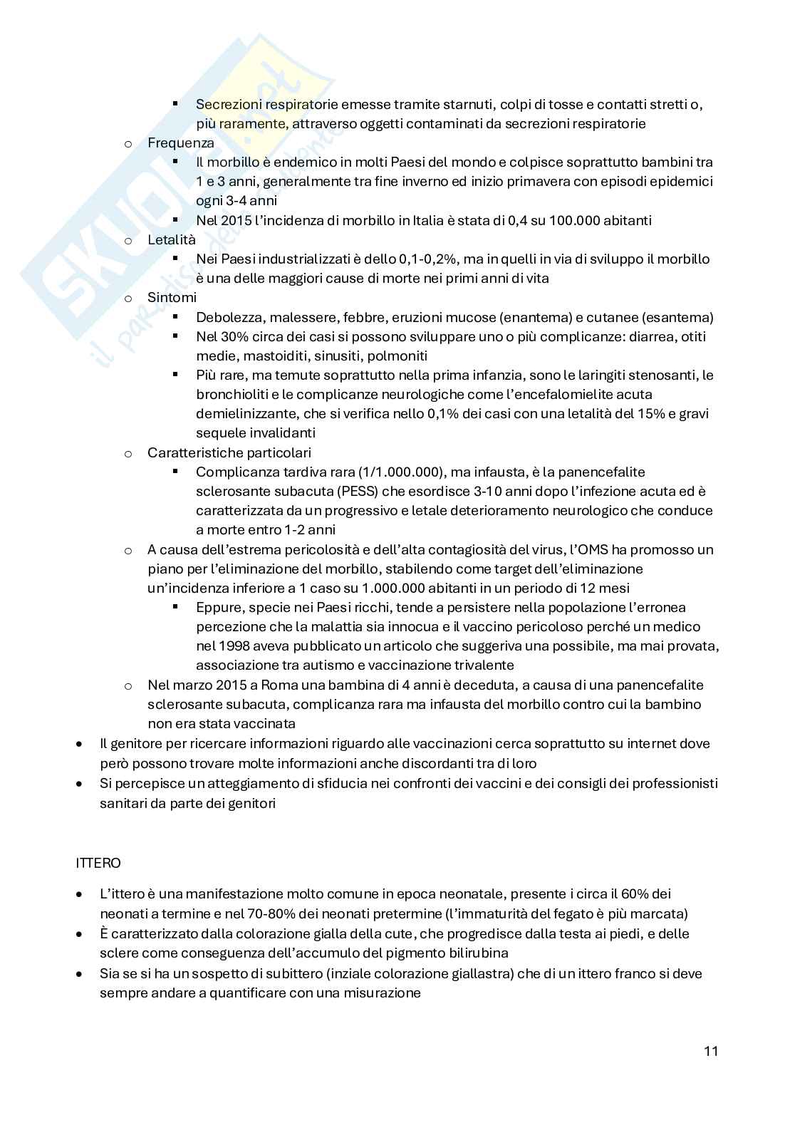 Infermieristica pediatrica (Pediatria generale e specialistica) Pag. 11