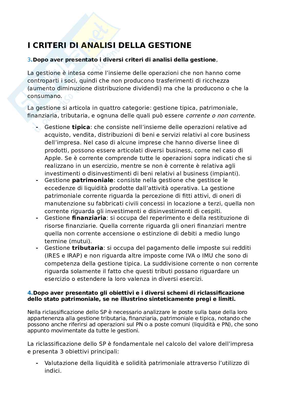 Temi d'esame di Analisi di bilancio Pag. 1