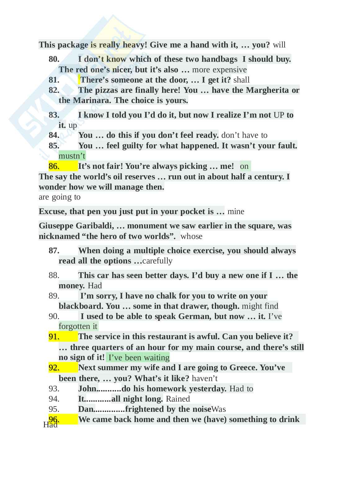 Paniere completo Lingua inglese – domande e risposte per l’esame Pag. 6