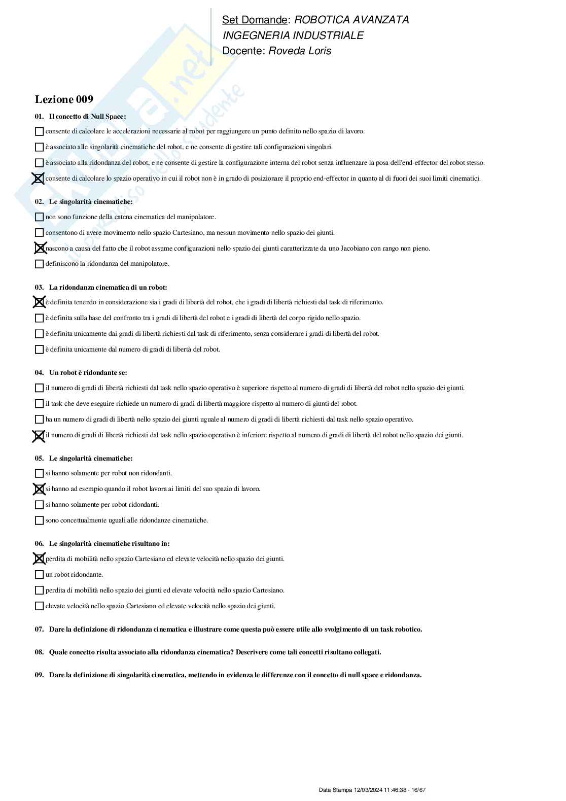 Paniere nuovo di Robotica avanzata (2024)  Pag. 16